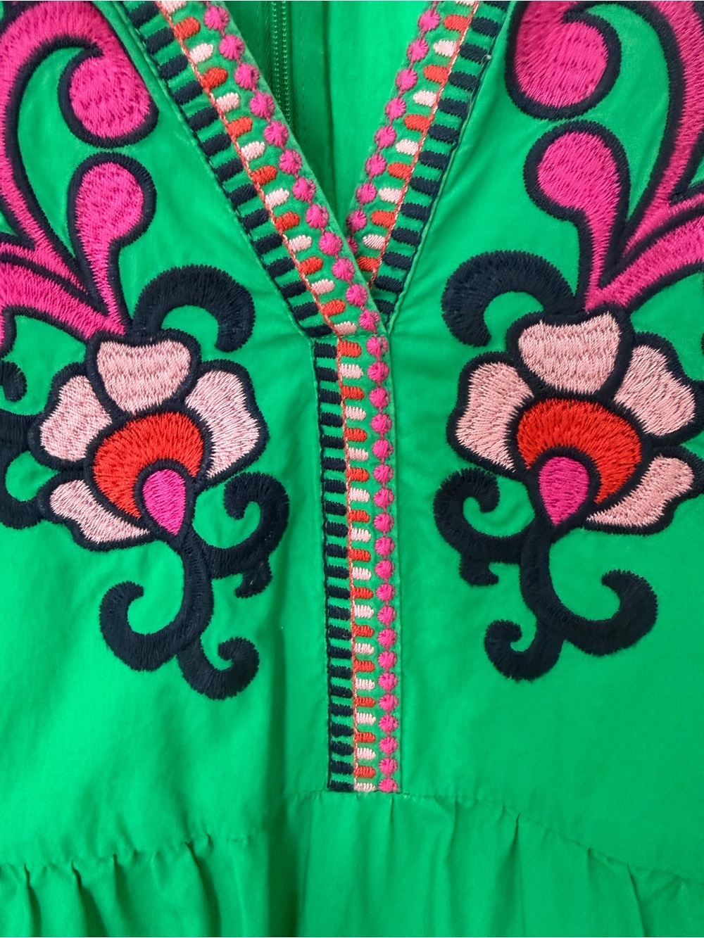Boden Green Maxi Dress with Floral Embroidery. Worn only 4 times! Great cond! - Picture 4 of 7